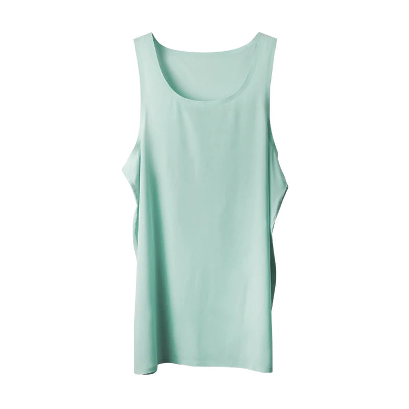 Waistcoat men ice silk seamless wear undershirt men sleeveless underwear pure white sports hurdles summer thin base shirt