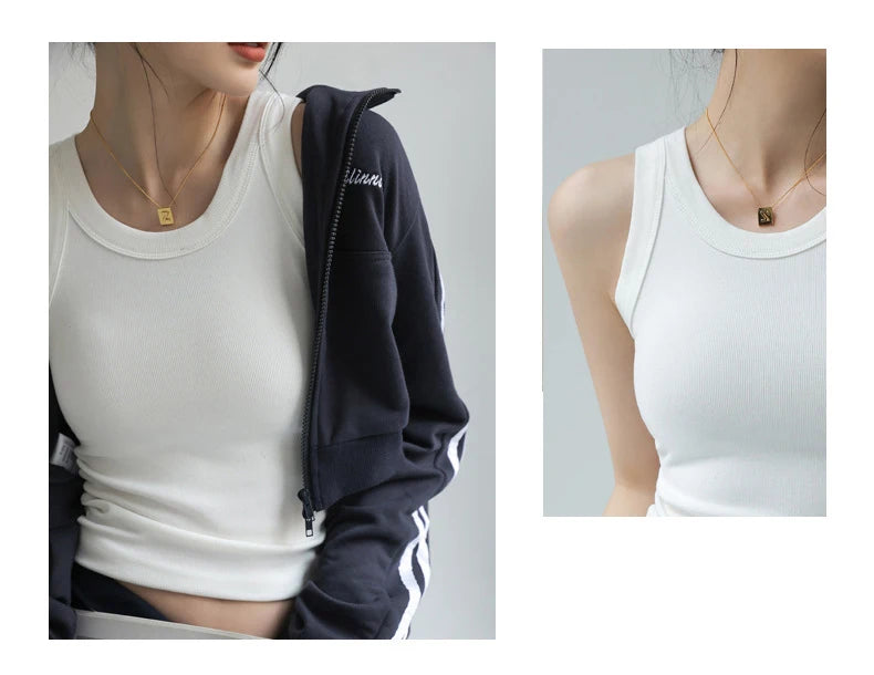 Women Thread Tank Tops With Built In Bra Padding Summer 2025 Trend Solid Outerwear Camisole Stretch Sleeveless White Tops Women
