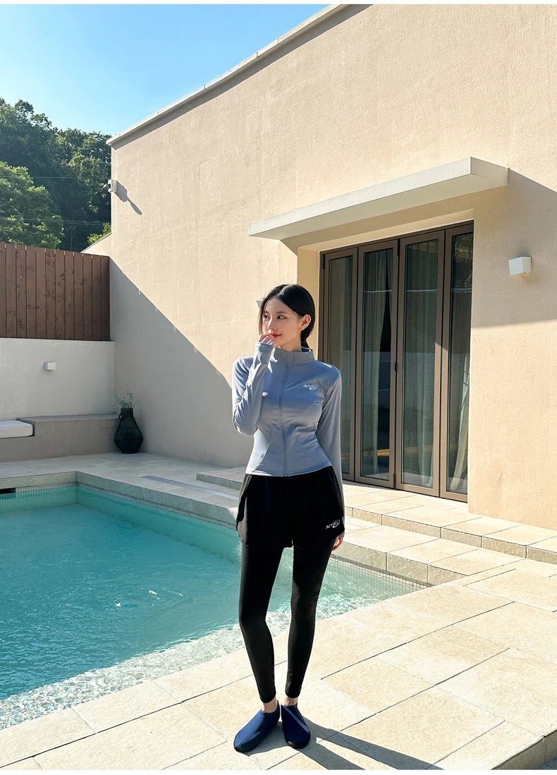2026 New Women's Wetsuit Two-Piece Long Sleeve Long Pants Swimming Suit Diving Suit Warm Sunscreen Sports Style Separate Briefs