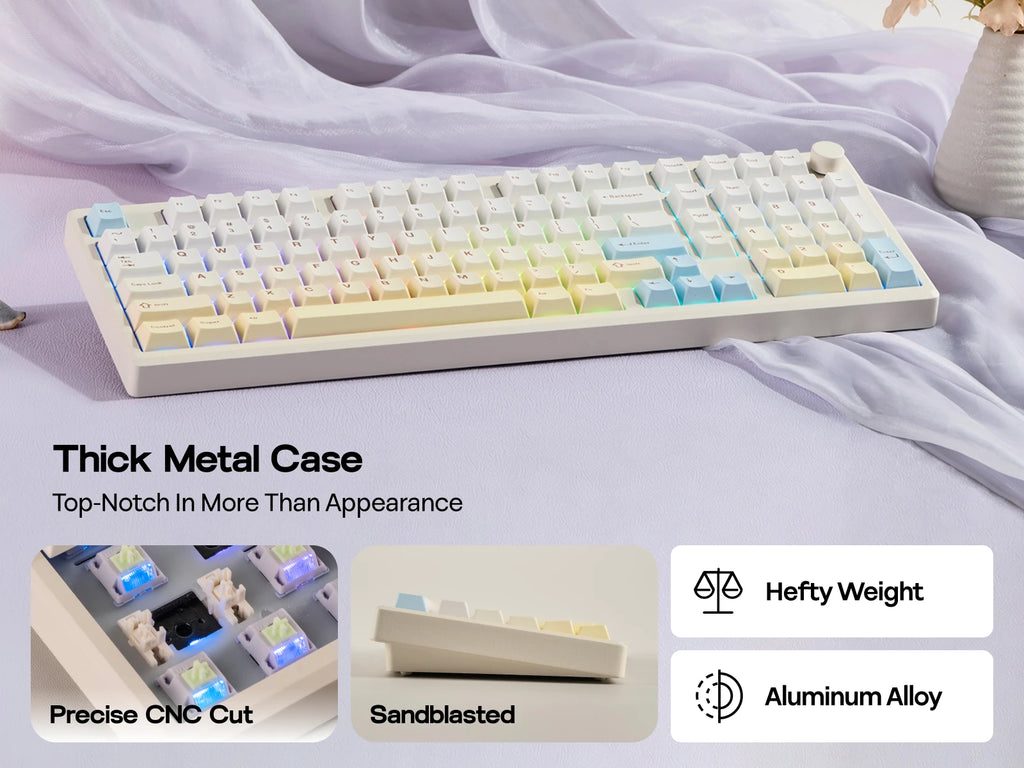 EPOMAKER Galaxy100 Lite QMK/VIA 96% ANSI US Layout Gasket Hot-Swap Wired/2.4GHz/BT Wireless 1800 Aluminum Mechanical Keyboard