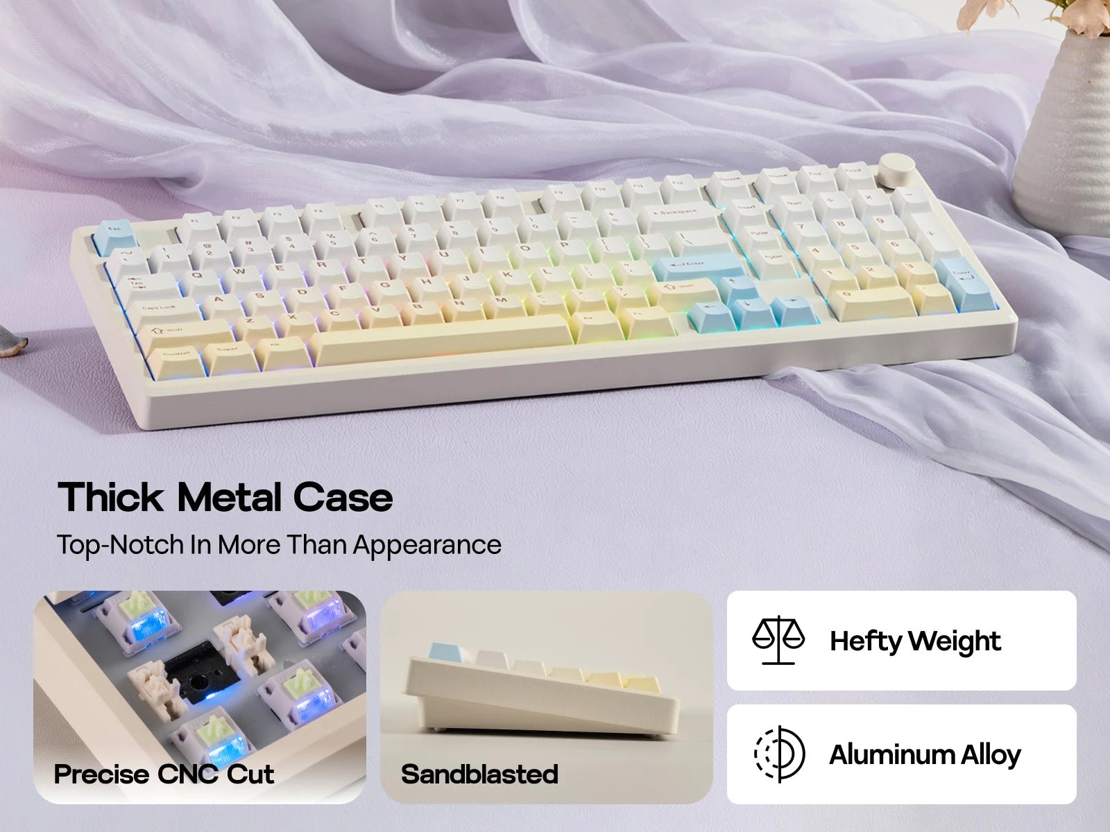 EPOMAKER Galaxy100 Lite QMK/VIA 96% ANSI US Layout Gasket Hot-Swap Wired/2.4GHz/BT Wireless 1800 Aluminum Mechanical Keyboard