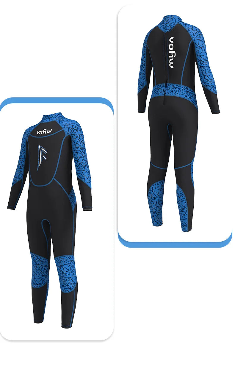 Children's 2mm 3mm Neoprene Wetsuit One-piece Long Sleeve Diving Suit Cold Proof Sunscreen Surfing Swimming Snorkeling Swimsuit