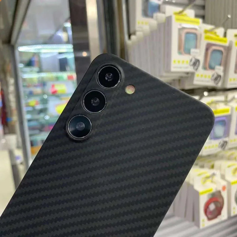 Case for Samsung Galaxy S23 S23+ Plus 600D Real Carbon Fiber Aramid Cell Mobile Phone Protective Cover Protection Shell