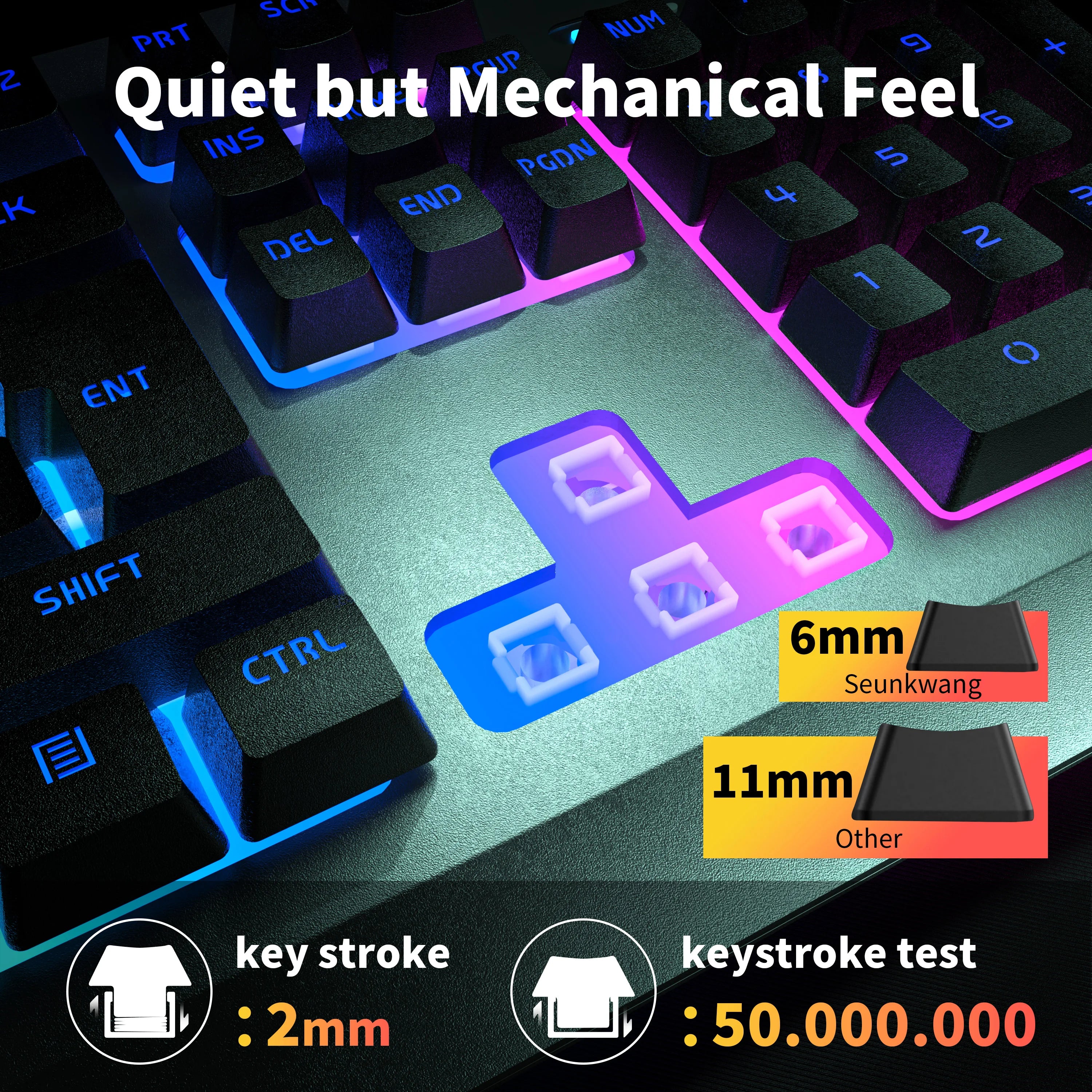 EWEADN GX810 Wired Membrane Keyboard, All-Metal Panel with Multimedia knob and mobile phone holder, for Games and Office(Black)