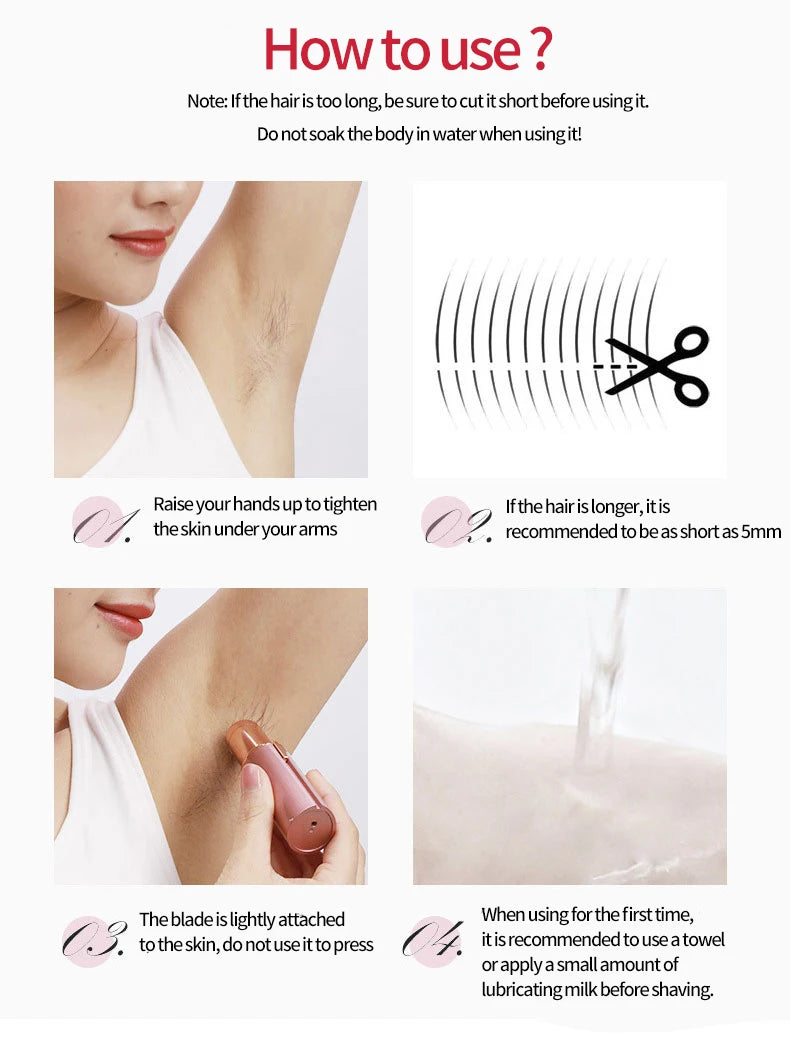 Women's Hair Remover Epilator Face Hair Removal Lipstick Shaver Electric Eyebrow Trimmer Mini Shaver Epilator Hair Removal Tool