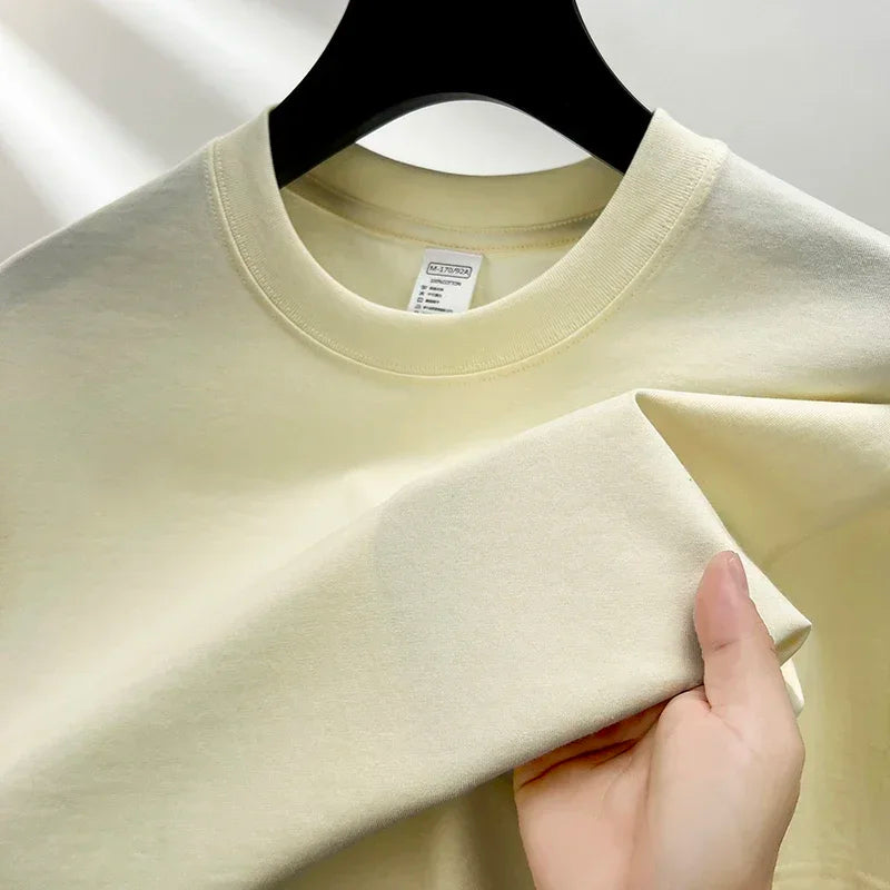 Summer  100% Pure Cotton Men's Short Sleeve Round Neck Fashionable Style Half Sleeved Top Breathable T Shirt Short Sleeve