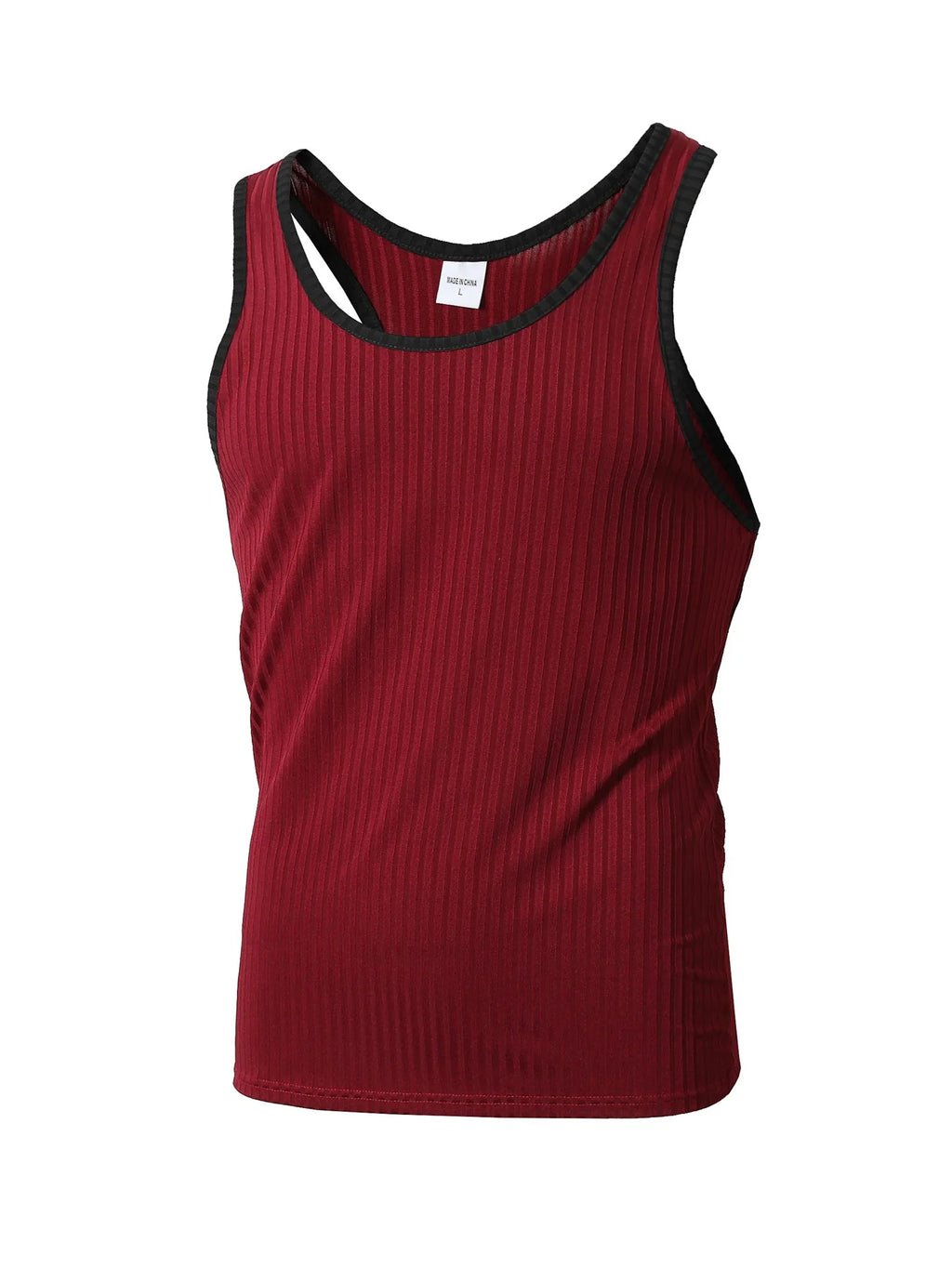 Summer Knitted Vertical Stripe Fitness Slim Vest for Men, Color-blocked Tank Top