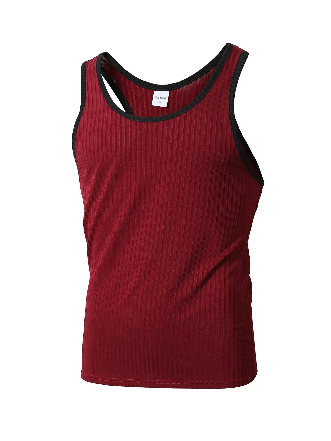Summer Knitted Vertical Stripe Fitness Slim Vest for Men, Color-blocked Tank Top