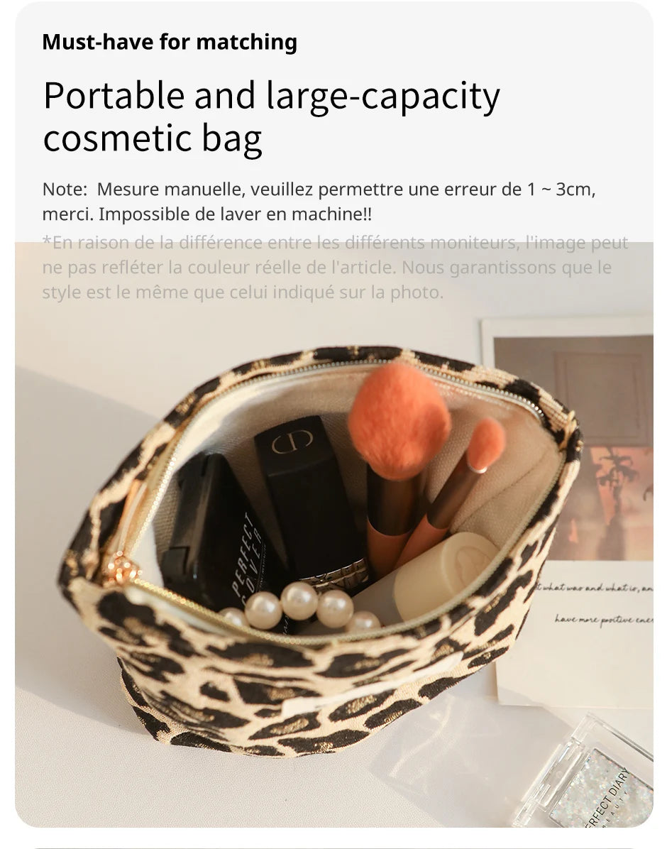 Small leopard print coin purse women's makeup bag portable cosmetics storage bag fashion lipstick bag daily commuting liner bag