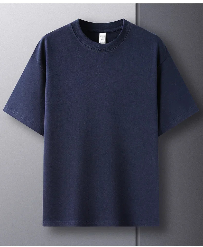 Summer  100% Pure Cotton Men's Short Sleeve Round Neck Fashionable Style Half Sleeved Top Breathable T Shirt Short Sleeve