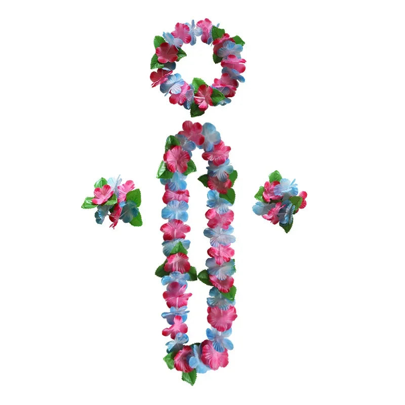 10 Sets Festive  Hawaiian Leis Luau Party Favors Tropical Necklace Summer Beach Vacation Decorations Birthday Wedding