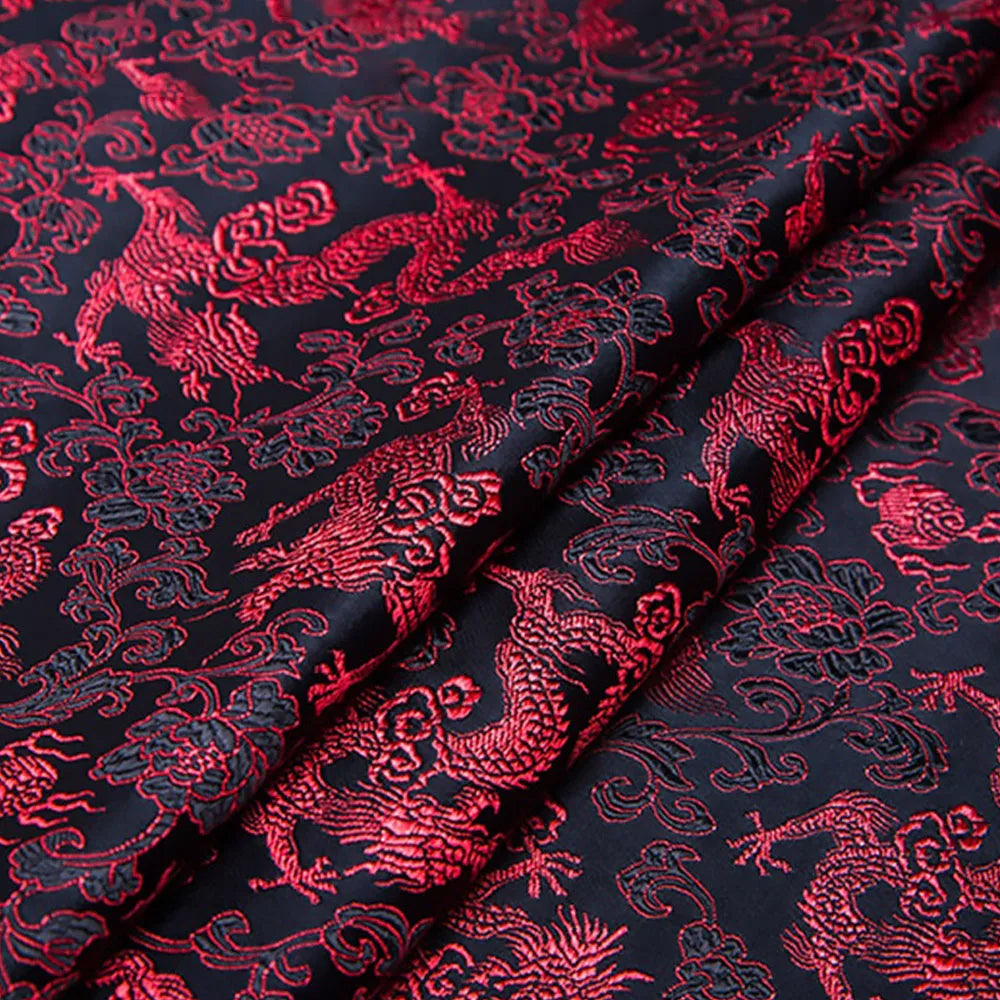 Chinese Dragon Pattern Brocade Jacquard Damask Fabrics Imitation Silk For Cheongsam Garment DIY Designer Cloth Patchwork Pillow