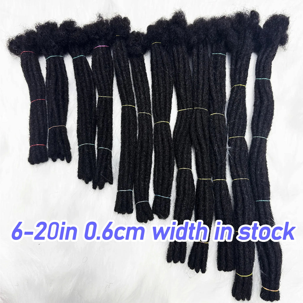 Human Hair Dreadlock Extension 0.6cm Width 4-20inch Real Human Hair Bulk Permanent Loc Extensions Wholesale for Men/Women