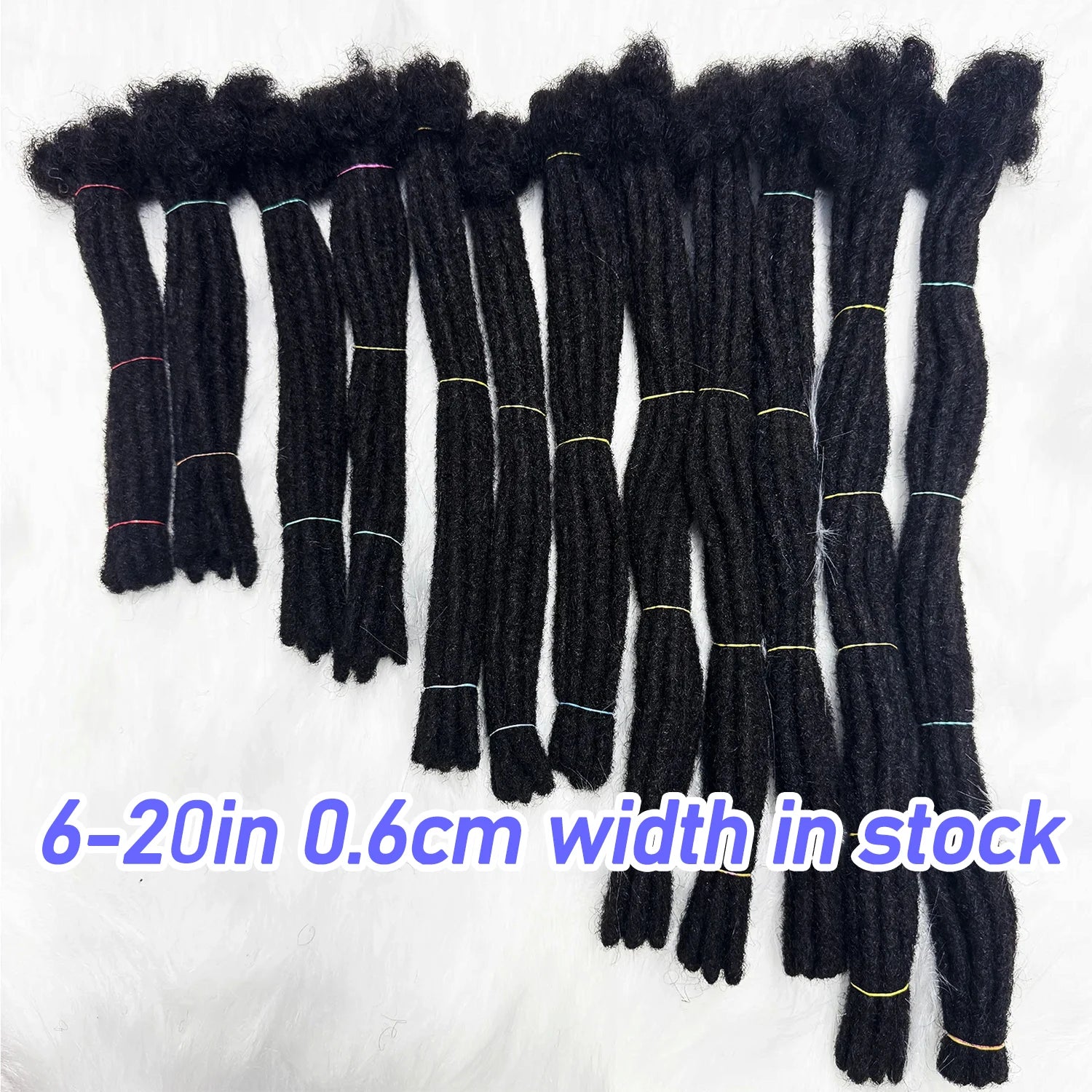 Human Hair Dreadlock Extension 0.6cm Width 4-20inch Real Human Hair Bulk Permanent Loc Extensions Wholesale for Men/Women