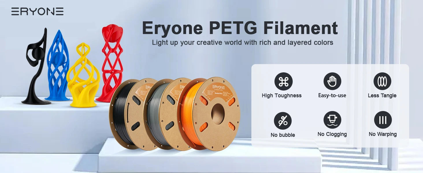 ERYONE 1/5/10KG PETG Filament 3D Print 1.75mm,Multicolor Available,1kg petg filament,3D Printing Filament Wholesal ,1KG/Spool