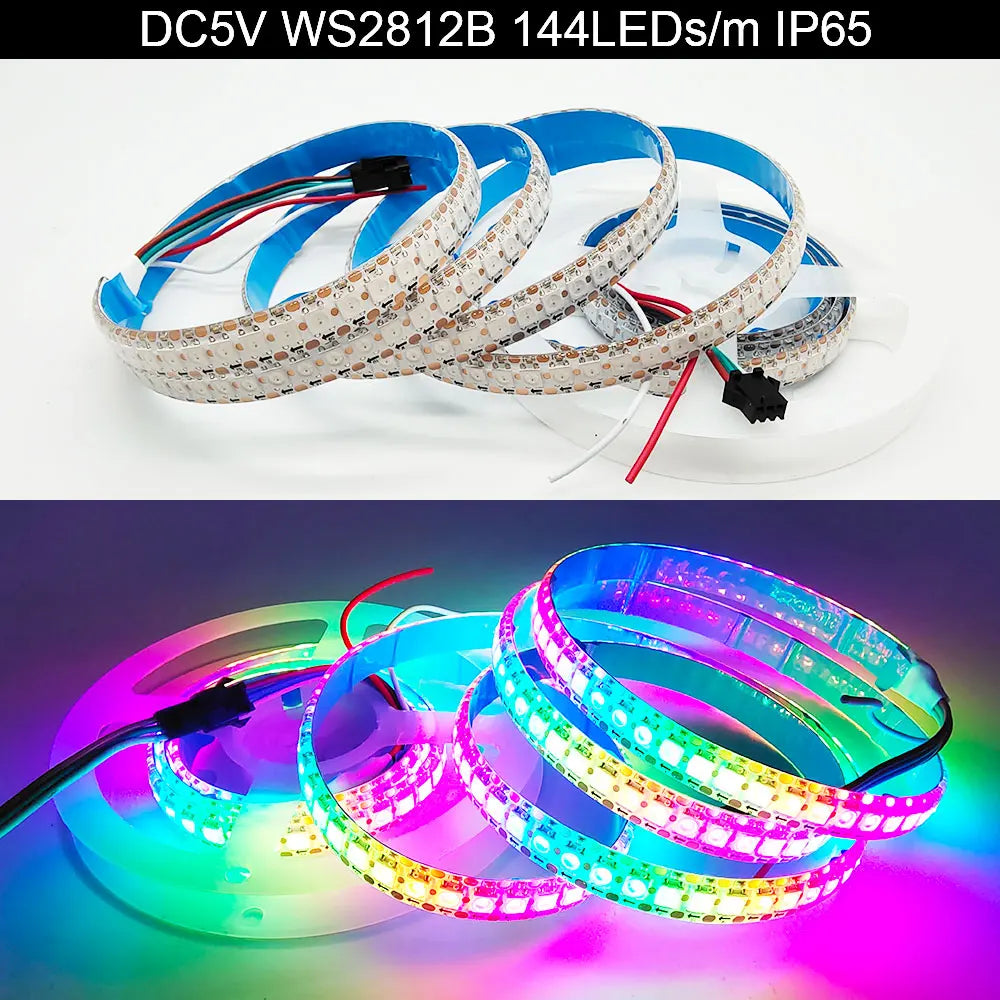 5V WS2812B WS2812 Digital Flexible Individually Addressable Pixel Led Strip RGB LED Strip 30/60/74/96/144Pixel/Leds/M Tape Light