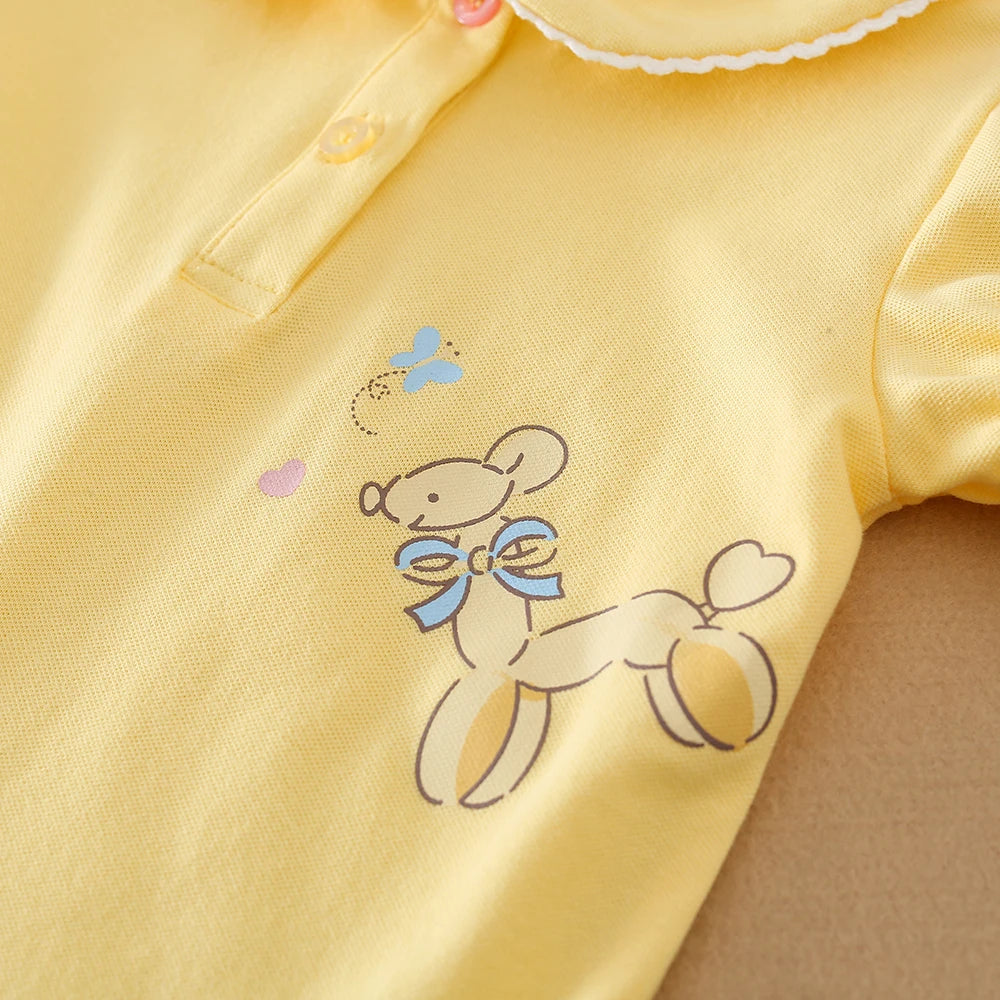 Girls Shirt 2025 New Children's Baby Short-sleeved Top Young Girls Cute Cotton Clothes for 2-6 Ages Kids