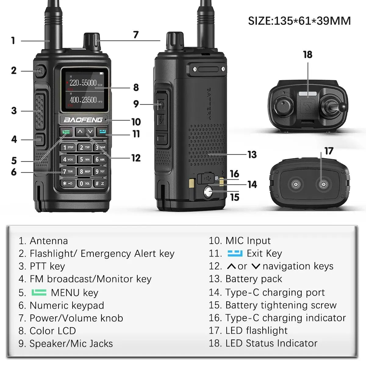Baofeng UV 17 Pro Wireless Copy Frequency Walkie Talkie 16 KM Long Range Flashlight Type-C Charger Ham Radio UV 17 Pro L K5 5R