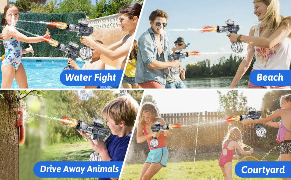 Summer Outdoor Fully Automatic Electric Water Gun Toy With Lights, Boys Beach Pool Battle Shooting Gun Toy Gift