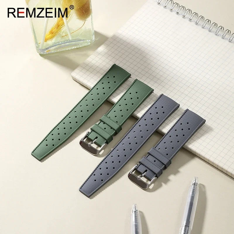 Quick Release Men's and Women's Leisure Universal  Watch Strap 18mm 20mm 22mm Soft Tropical Silicone Watch Strap