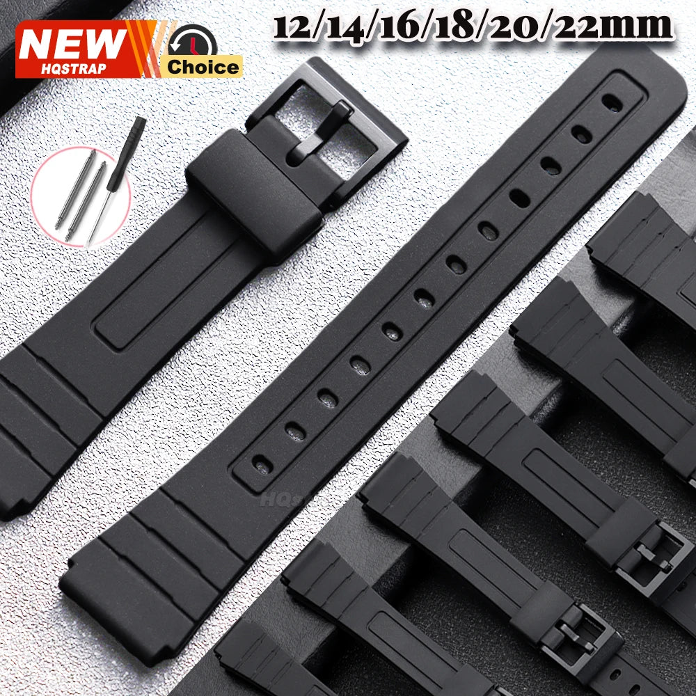 Universal Rubber Strap for Casio Watch Band 18mm 12mm 14mm 16mm 22mm 20mm for Women Men Waterproof Bracelet Silicone WatchStrap