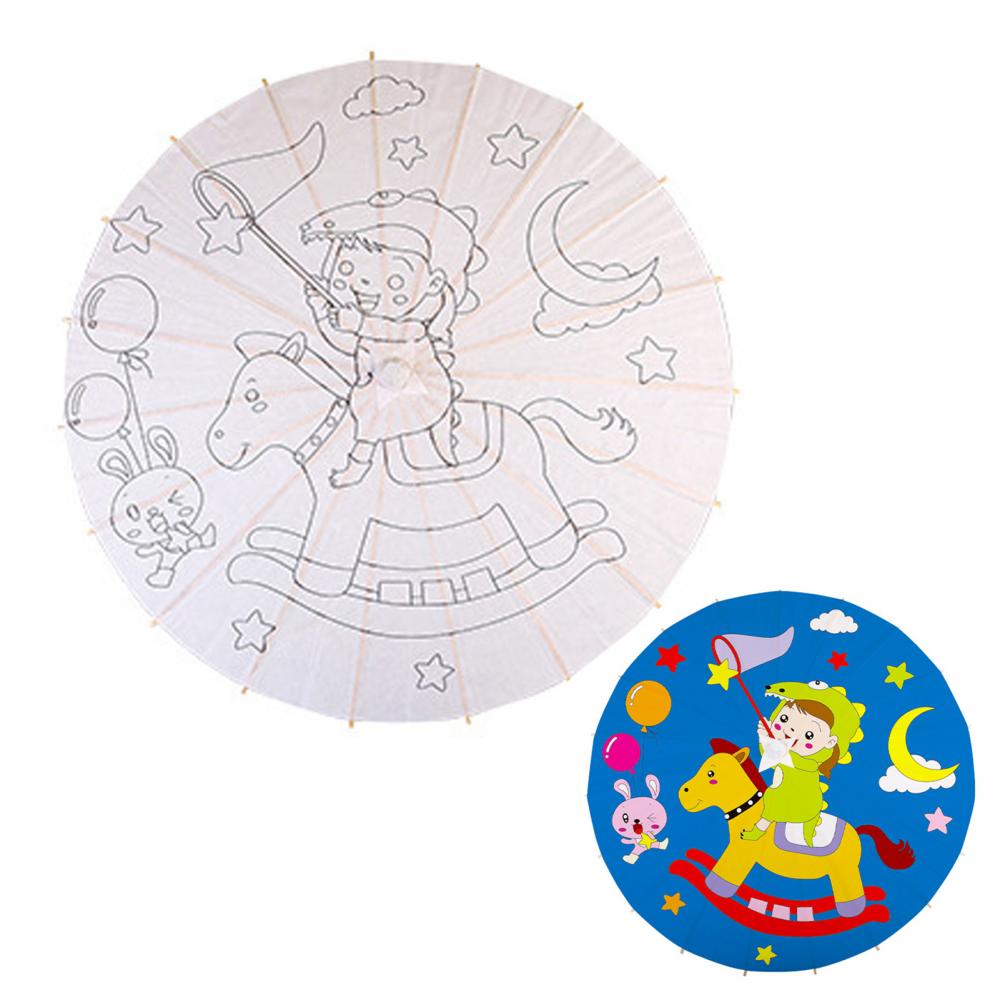 Chinese Umbrella Vintage DIY White Paper Umbrella Anime Painting Sunscreen Umbrella Photo Dance Props Ancient Cosplay Umbrella