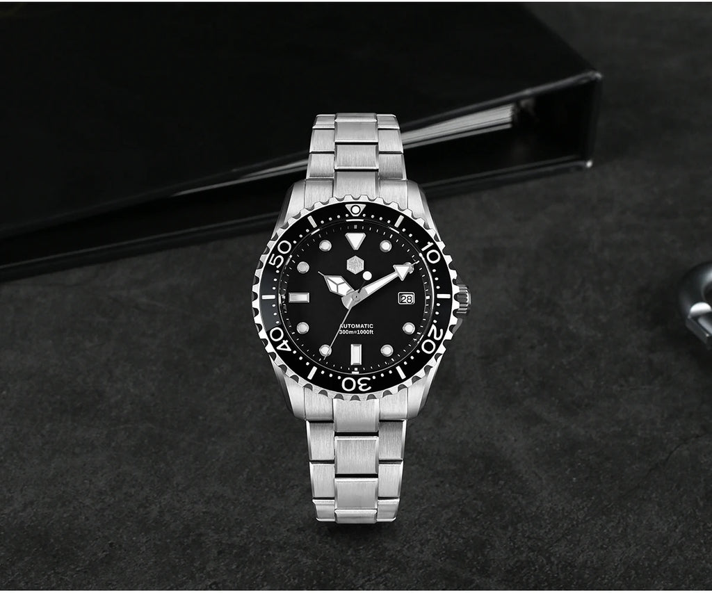 San Martin 40mm Enamel Dial YN55 Men Diver's Automatic Mechanical Watch 3H Date BGW-X1 30Bar Waterproof Montre Homme SN0009D