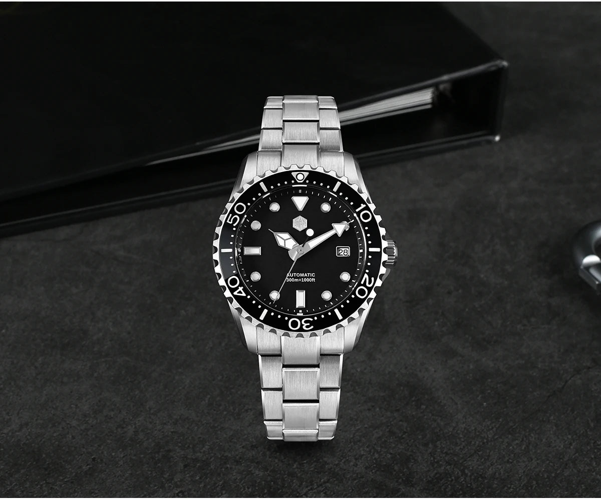 San Martin 40mm Enamel Dial YN55 Men Diver's Automatic Mechanical Watch 3H Date BGW-X1 30Bar Waterproof Montre Homme SN0009D