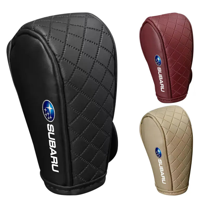 Car Shift Handle Cover Leather Shift Knob Decor Protective For Subaru Impreza Forester Outback Legacy Crosstrek XV Leone WRX BRZ