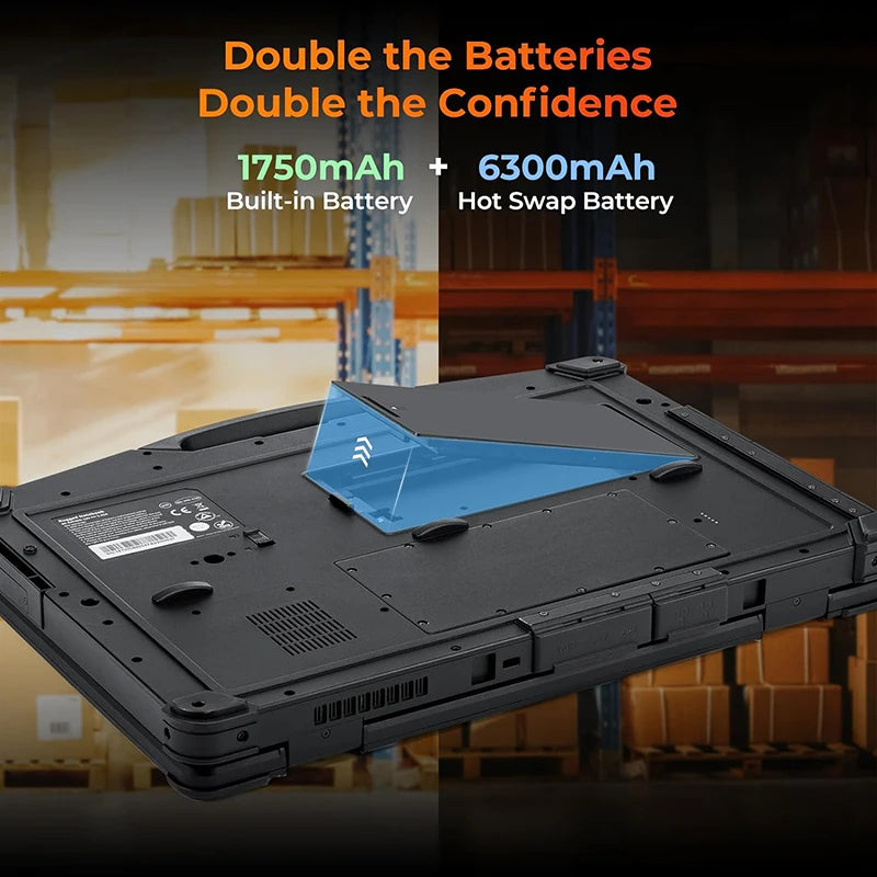 15.6" Rugged Laptop Windows 11 Pro Intel i5-1135G7 Heavy Duty Laptop Wi-Fi 6 4G LTE Rugged Computer 6300+1750mAh Dual Battery
