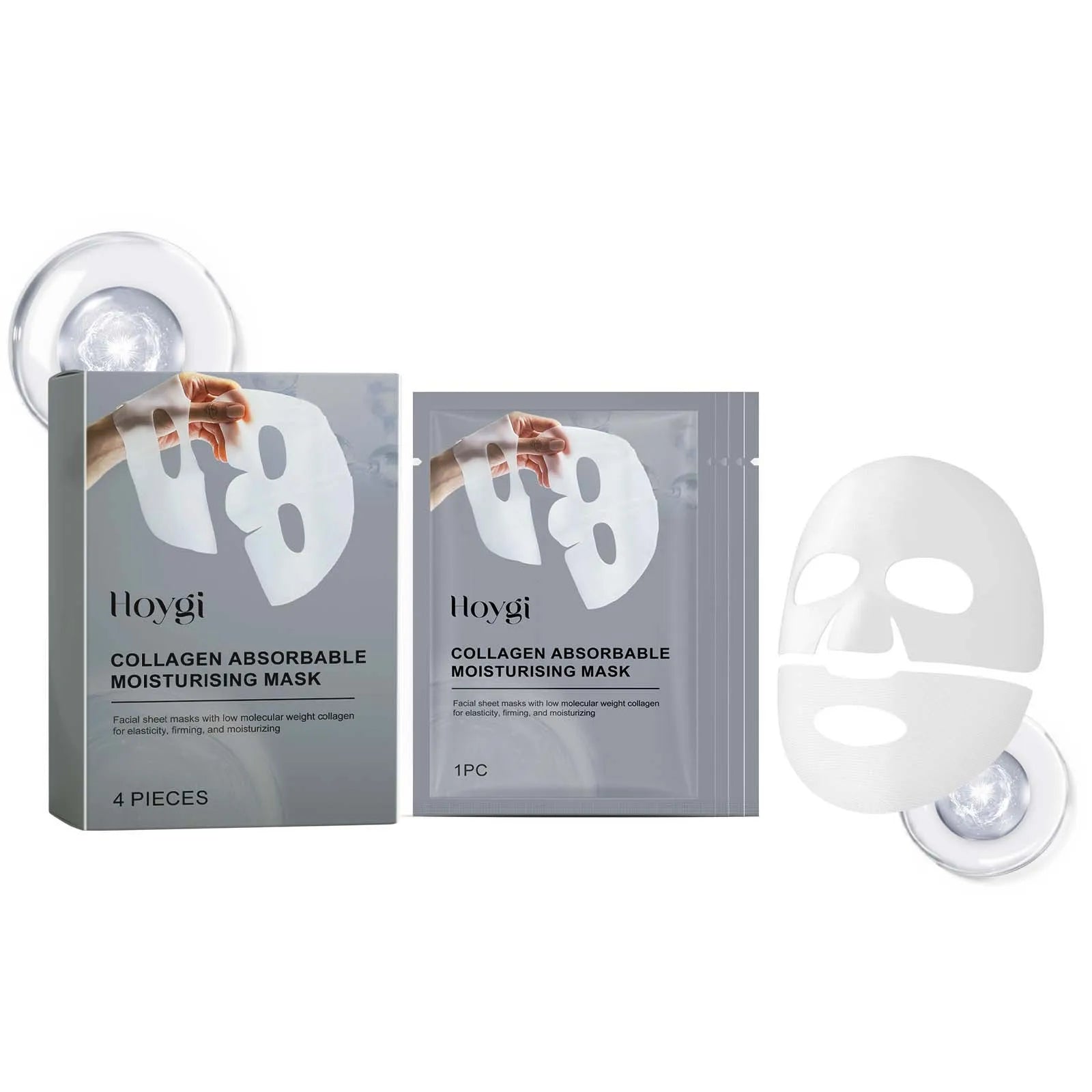 Collagen Face Mask Hydrating Shrinking Pores Fade Fine Lines Moisturizing Refreshing Hyaluronic Acid Sheet Mask Korean Skin Care