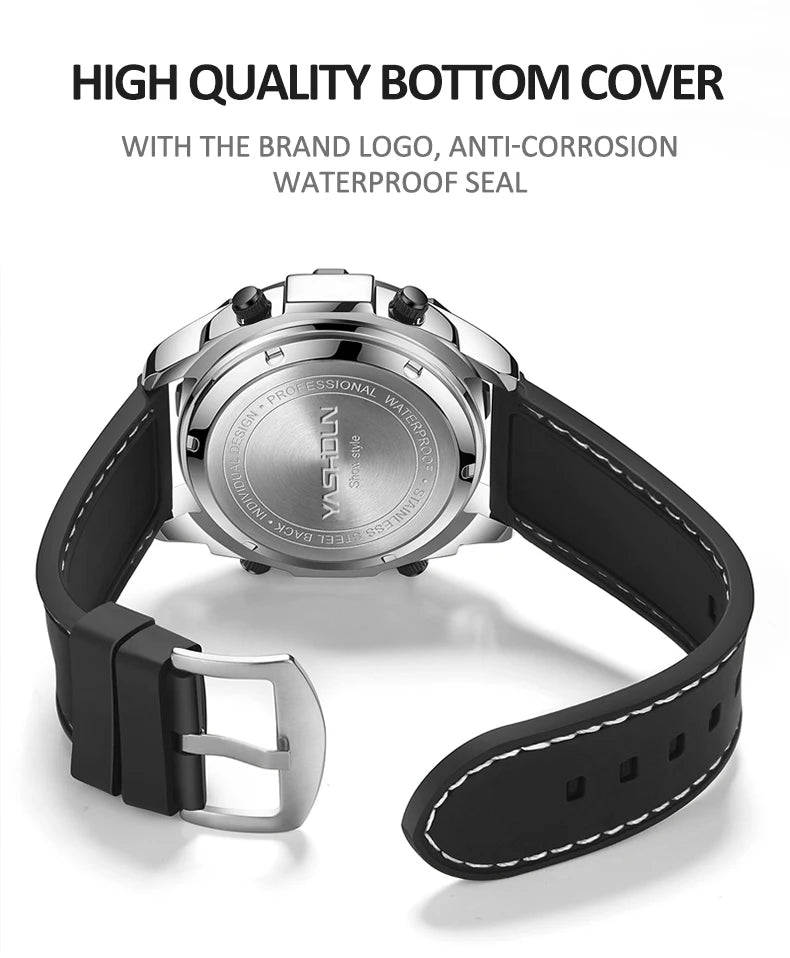 Men Quartz Watch Roller Digital Dial Design Silicone Strap Versatile Wristwatch Clock Waterproof Military Sports Clock
