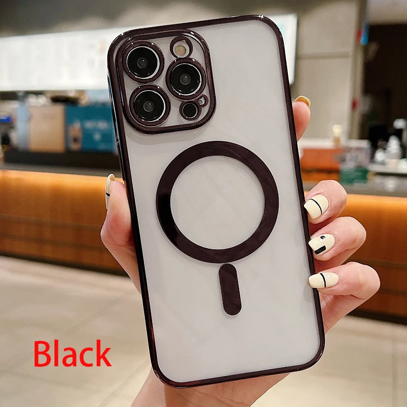 Electroplated magnetic Magsafe wireless charging case suitable for iPhone 11 13 12 14 Pro XS Max X XR 8 Plus silicone phone case