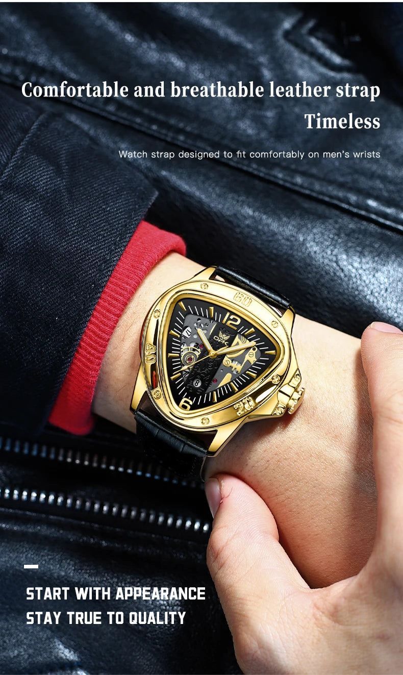OPK 8168 Fashion Original Quartz Watch For Men Luxury Waterproof Luminous Leather Hand Clock Top Brand Business Man Watches 2024
