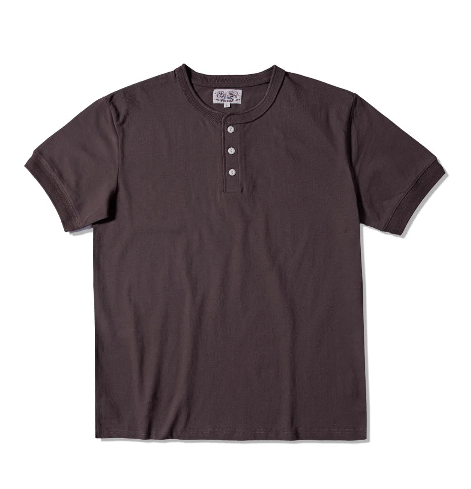 T1-0007 Red Tornado Asian Size Super Good Quality Mans 260GSM Heavy Thick Casual Henley Tee Cotton 7 Colors