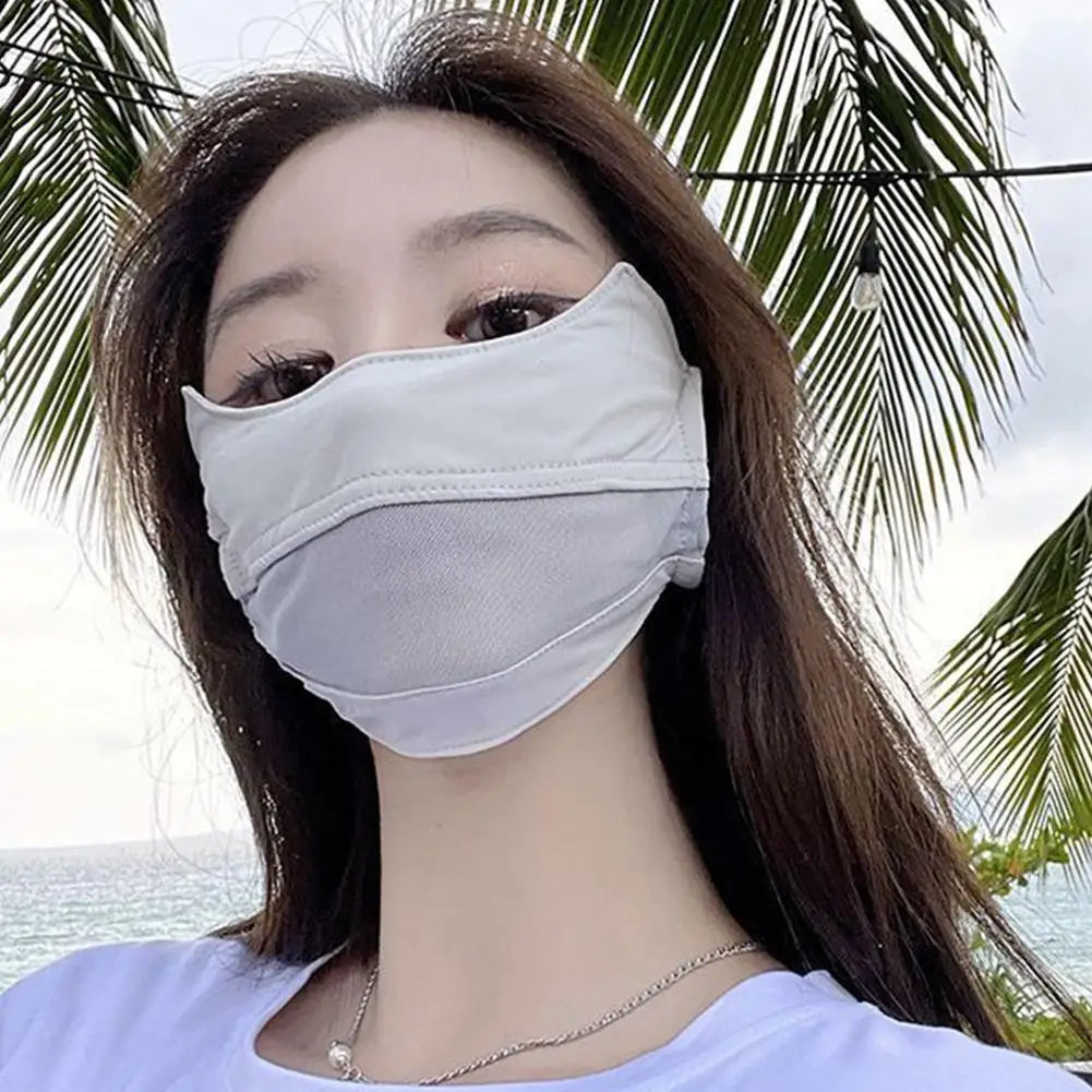 Summer Ice Silk Face Mask Women Cool Breathable Mesh Sunscreen Cover UV Shield for Outdoor Riding Driving Fishing Sport Masks