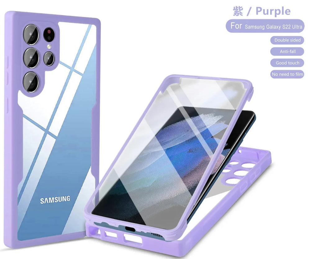 360 Clear Phone Case for Samsung Galaxy S24 S22 S25 Ultra Plus S23 FE A05S A54 A16 A06 A36 A56 A26 creen Full Protection Cover