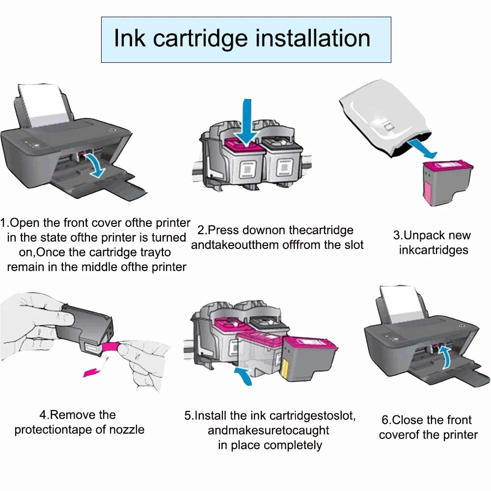 Vilaxh 302 For HP 302XL Ink Cartridge HP302 XL Remanufactured Deskjet 2130 2131 1110 1111 1112 3630 5200 3639 4520 Printer