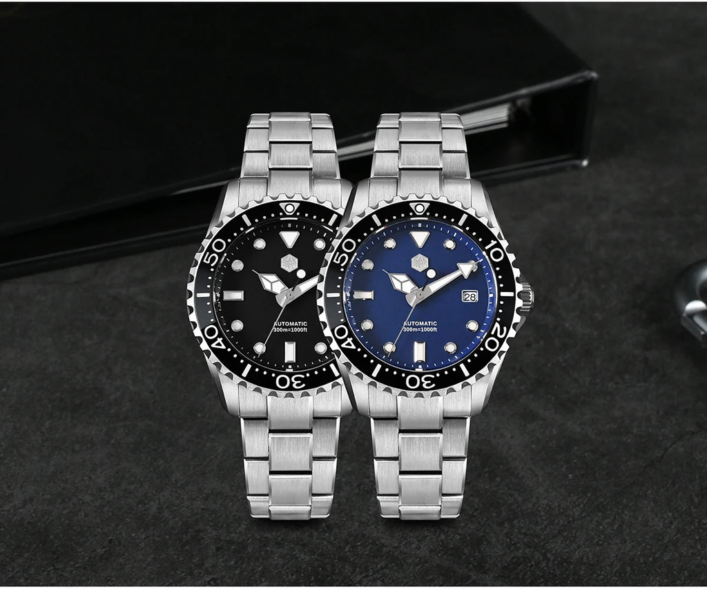 San Martin 40mm Enamel Dial YN55 Men Diver's Automatic Mechanical Watch 3H Date BGW-X1 30Bar Waterproof Montre Homme SN0009D