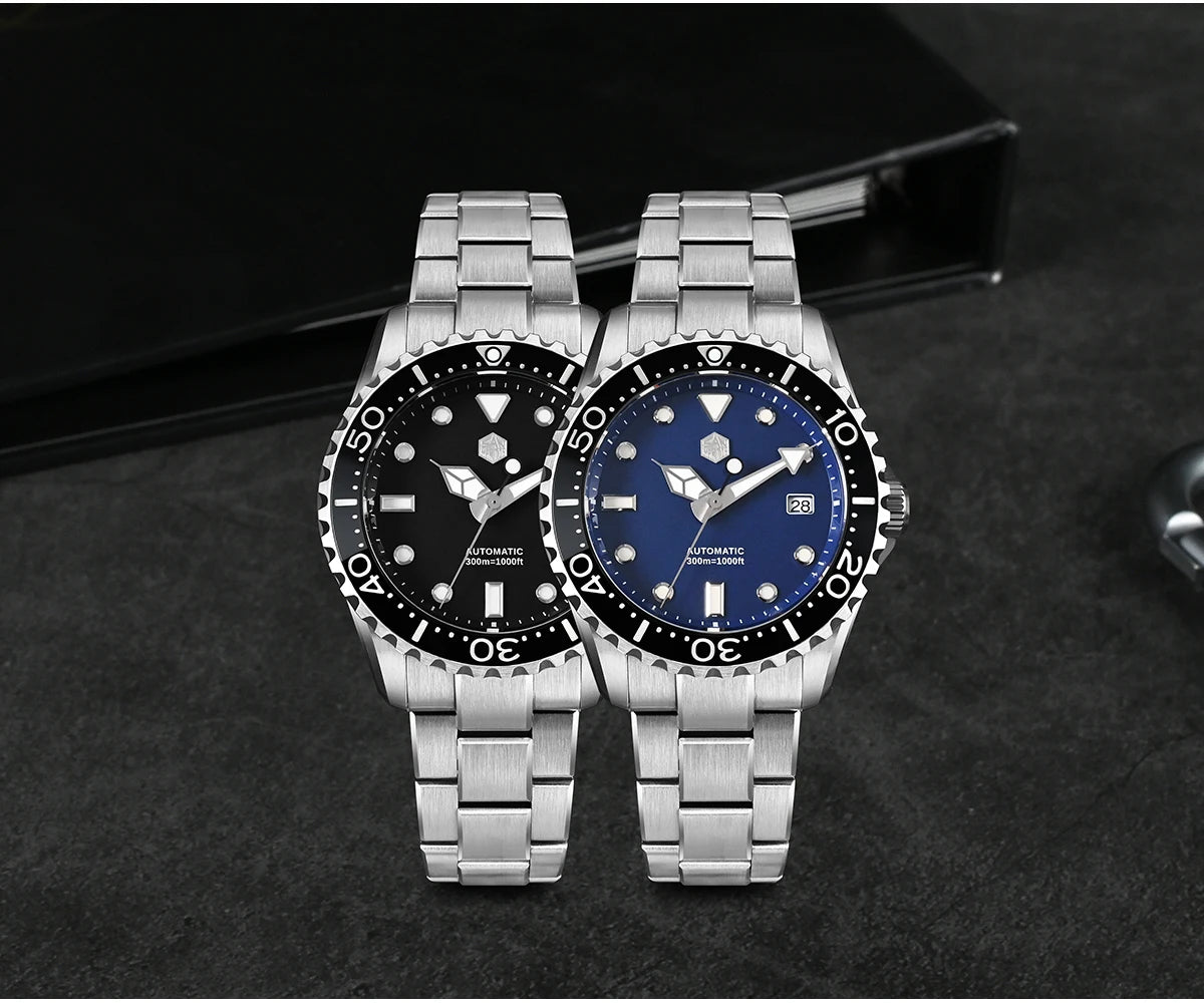 San Martin 40mm Enamel Dial YN55 Men Diver's Automatic Mechanical Watch 3H Date BGW-X1 30Bar Waterproof Montre Homme SN0009D