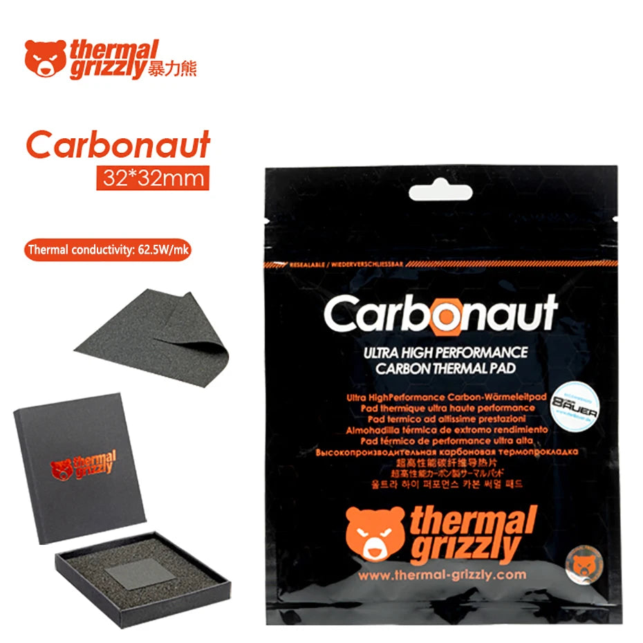 Thermal Grizzly Carbonaut 62.5W/mk Thermal Pad Reusable High Thermal Conductivity CPU/GPU Motherboard Heat Silicone Pad