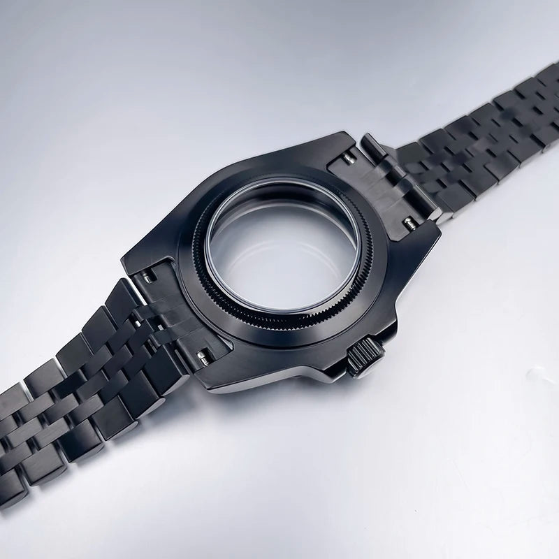 40mm High-QualityBlack NH35 Case Gmt  Stainless Steel Bracelet Sapphire Glass Seik Mod Fit NH34 NH35 NH36 Movement Watch Case