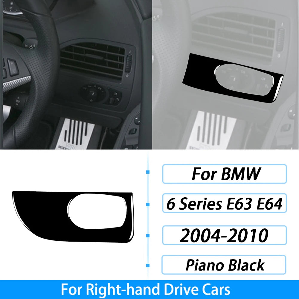 For BMW M6 6 Series E63 E64 2004-2010 Piano Black Gear Shift Air Outlet Window Lift Panel Set Car Interior Accessories Sticker