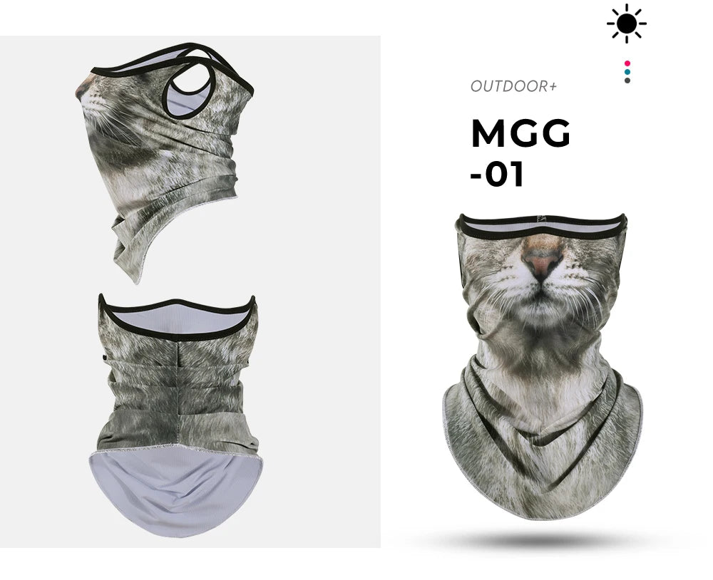 3D Animals Magic Scarf Bandana Breathable Neck Warmer Gaiter Hanging Ear Outdoor Sports Triangle Face Mask Neckerchief Summer
