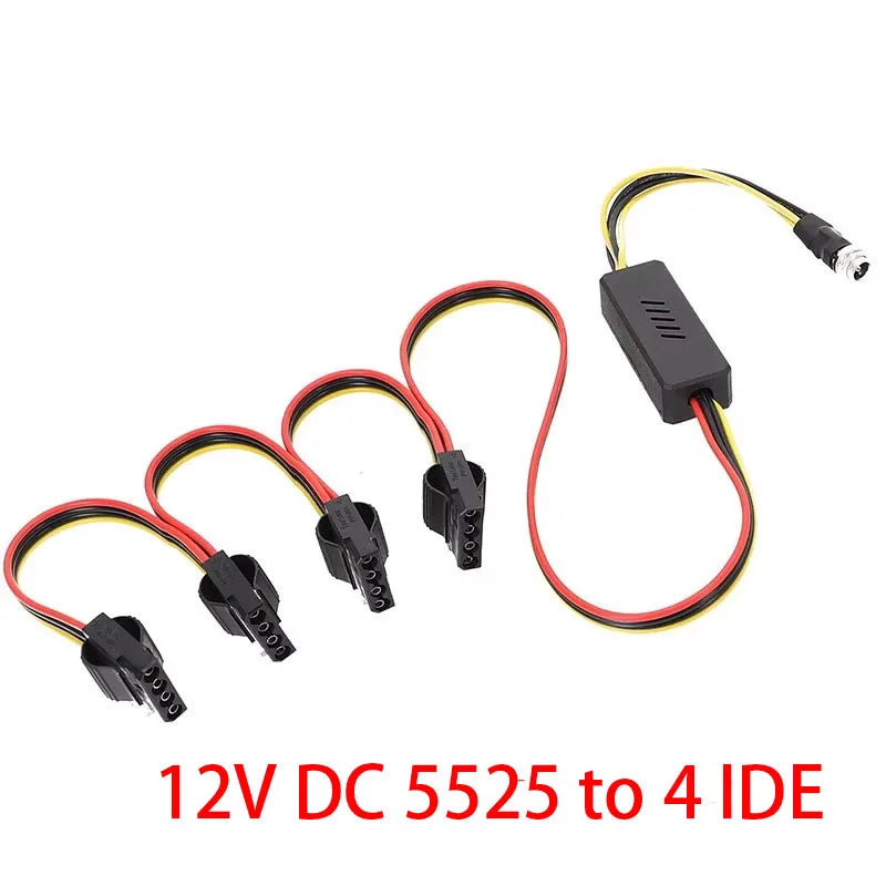 DC 5525 To Hard Disk Cable DC 12V to SATA Hard Disk Cable Step-Down Voltage Regulator DC to SATA/IDE Adapter For NAS Server PC