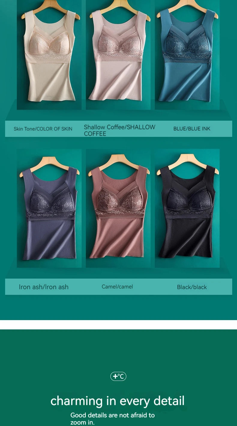 Women Thermal Underwear Winter  Bottoming Top Seamless Thick Double Layer Warm Lingerie Warm bra Sports underwear
