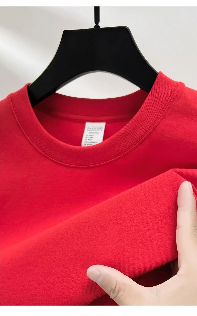 Summer  100% Pure Cotton Men's Short Sleeve Round Neck Fashionable Style Half Sleeved Top Breathable T Shirt Short Sleeve