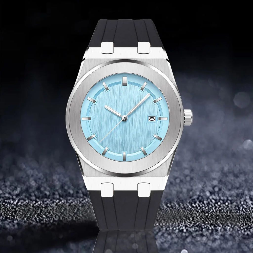 PINTIME Simple Men's Watch Fashion Leisure Sports Silicone Watch Automatic Date No Logo Round Waterproof Quartz Watch