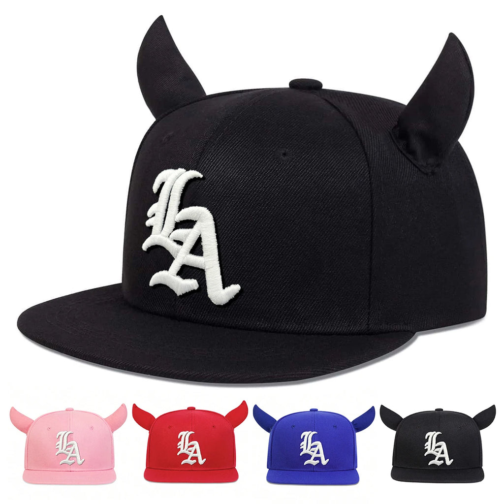 Unisex Personality Letter Embroidery Ox Horn Hip-hop Hats Outdoor Adjustable Casual Baseball Caps Sunscreen Hat