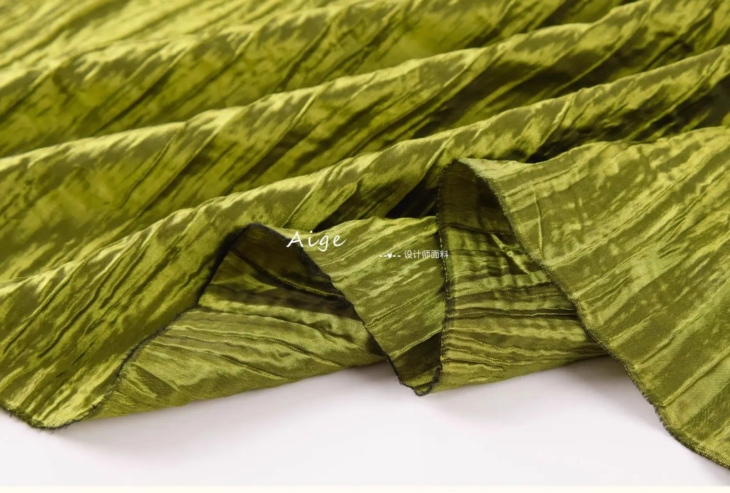 Irregular Pleated Fabric Glossy By Meters for Dress Skirt Shirt Windbreaker Diy Sewing Designer Cloth Soft Comfortable Plain Red